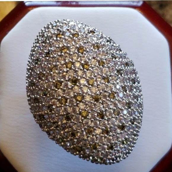 Jewelry - HUGE PAVE Peridot & White Sapphire Ring Size 7.5